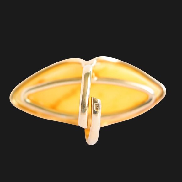 Baltic Butterscotch Amber 14k Gold Plated Adjustable Ring Handmade - Picture 4 of 6